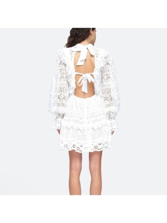 Sea New York Dresses & Skirts - Sea New York Patricia Lace Open Back Bows 6 Cotton Eyelet Dress Twee